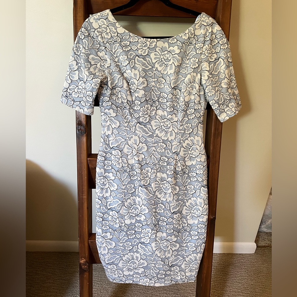 Eliza J blue and white lace dress